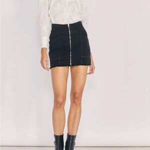 IRO Binda Mini Skirt Black Front Zip Denim | Style AN631 | Size 34 | NWT